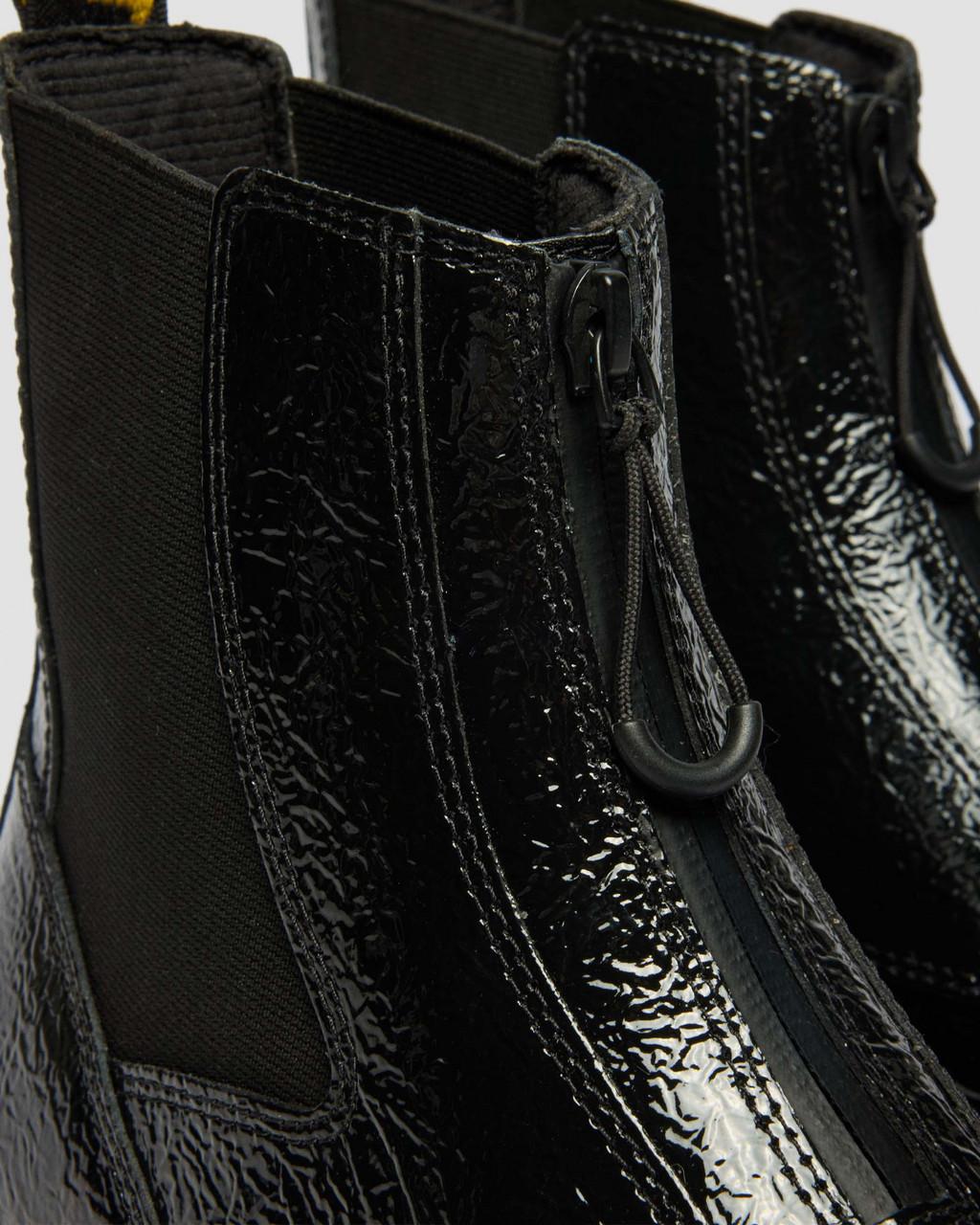 DMXL Distressed Patent Leather Chelsea Boots