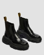 DMXL Distressed Patent Leather Chelsea Boots