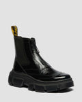 DMXL Distressed Patent Leather Chelsea Boots