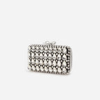 Black Satin Crystal Clutch Bag