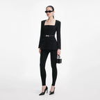 Black Crepe Tailored Top