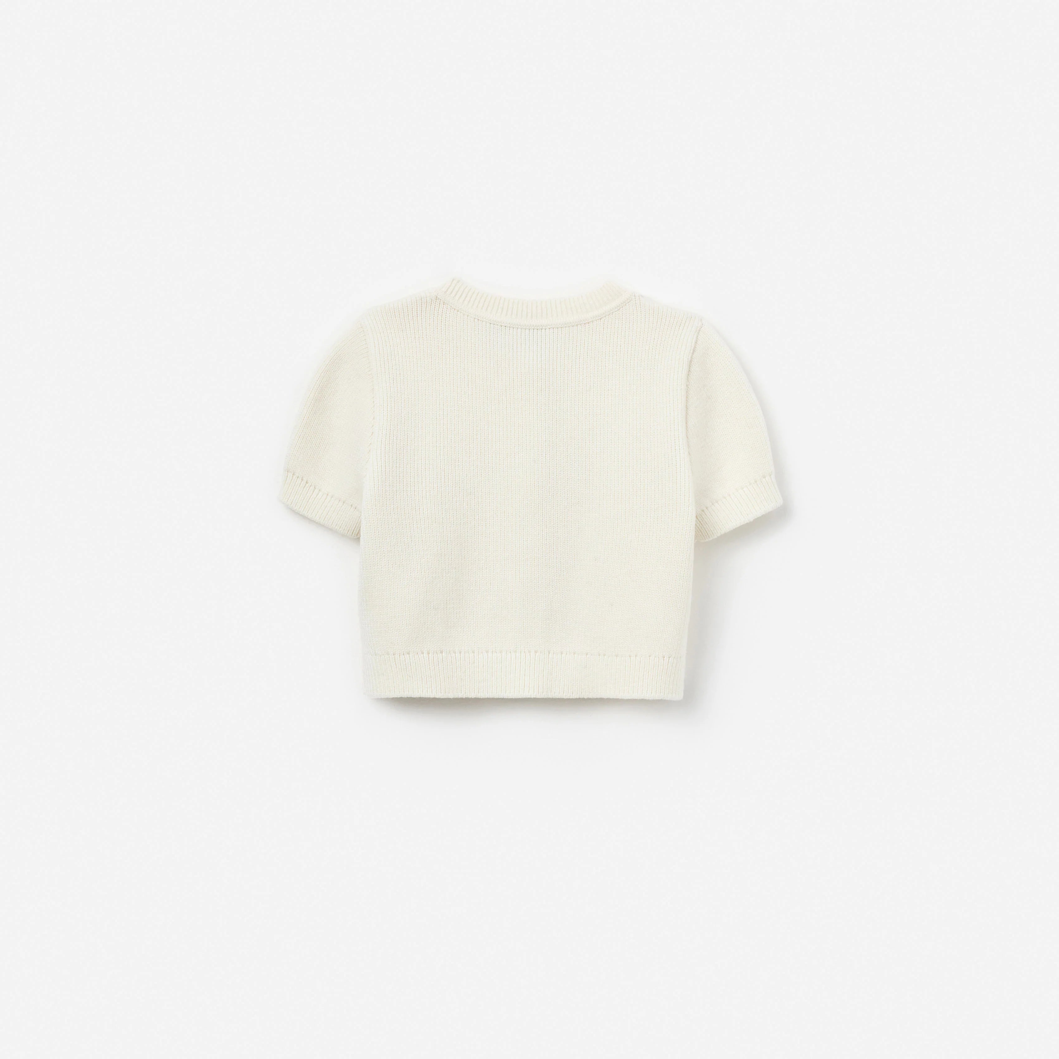 Cream Short Sleeve Flower Cardigan
