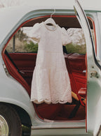 White Lace Pearl Trim Dress