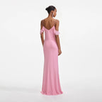 Pink Georgette Flower Maxi Dress