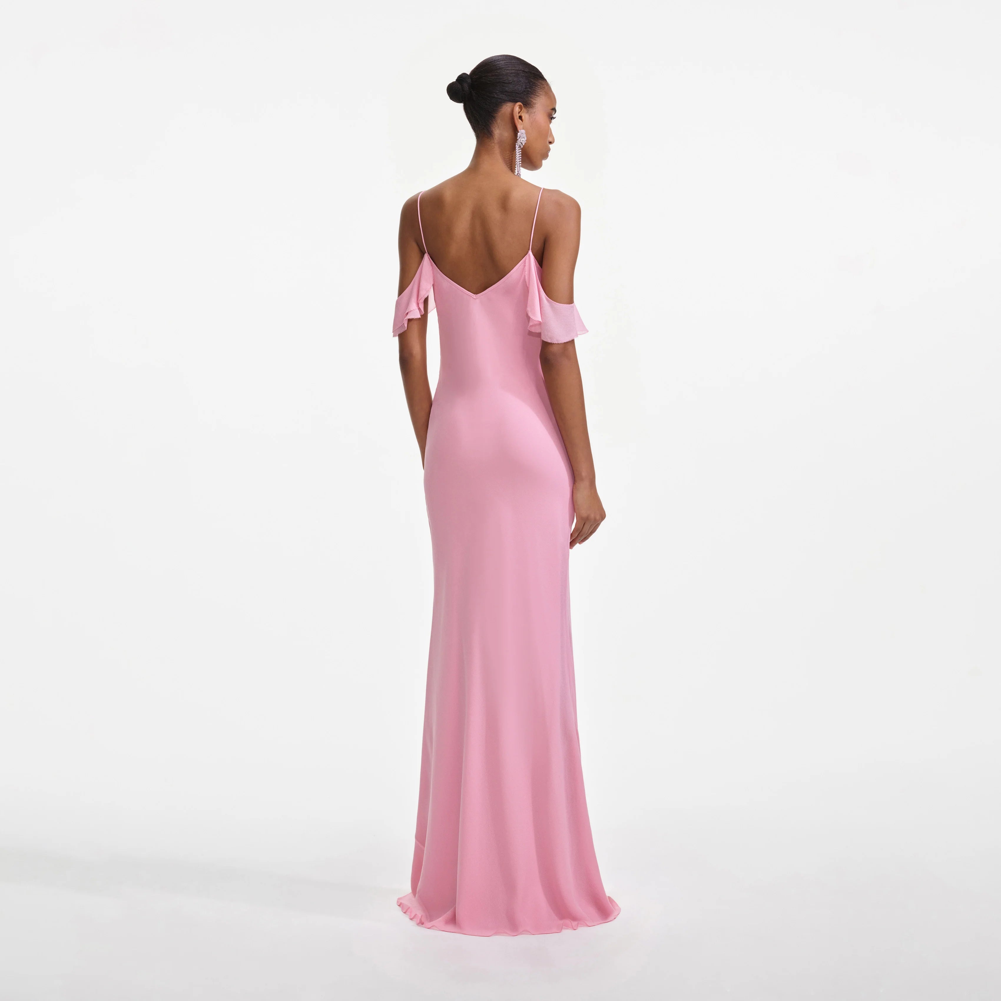 Pink Georgette Flower Maxi Dress