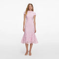 Pink Lace Scoop Back Midi Dress