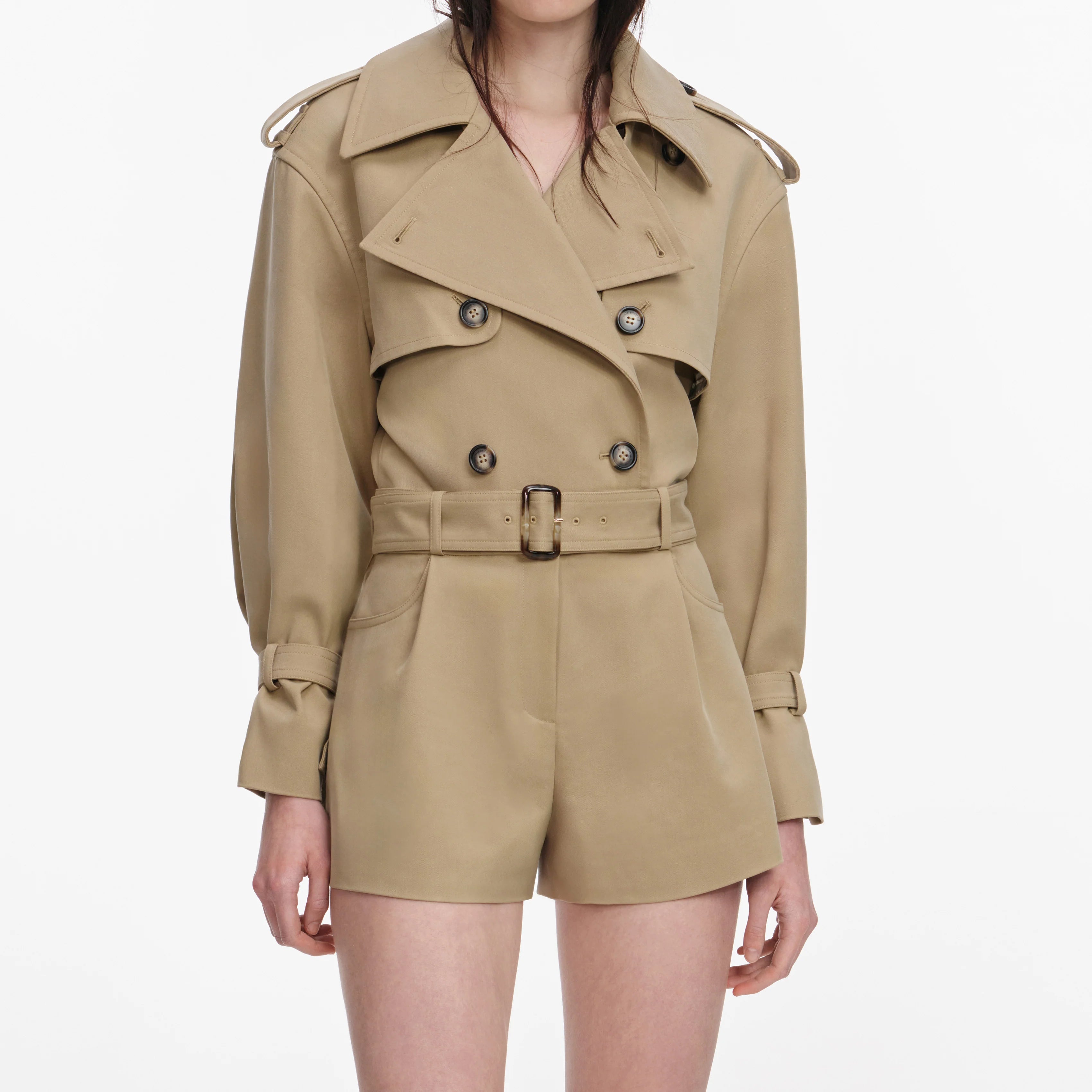 Beige Cotton Playsuit
