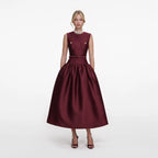 Burgundy Taffeta Midi Dress