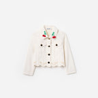 Cream Denim Cherry Motif Jacket
