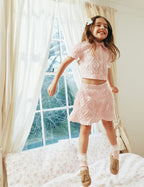 Pink Lace Bow Knit Skirt