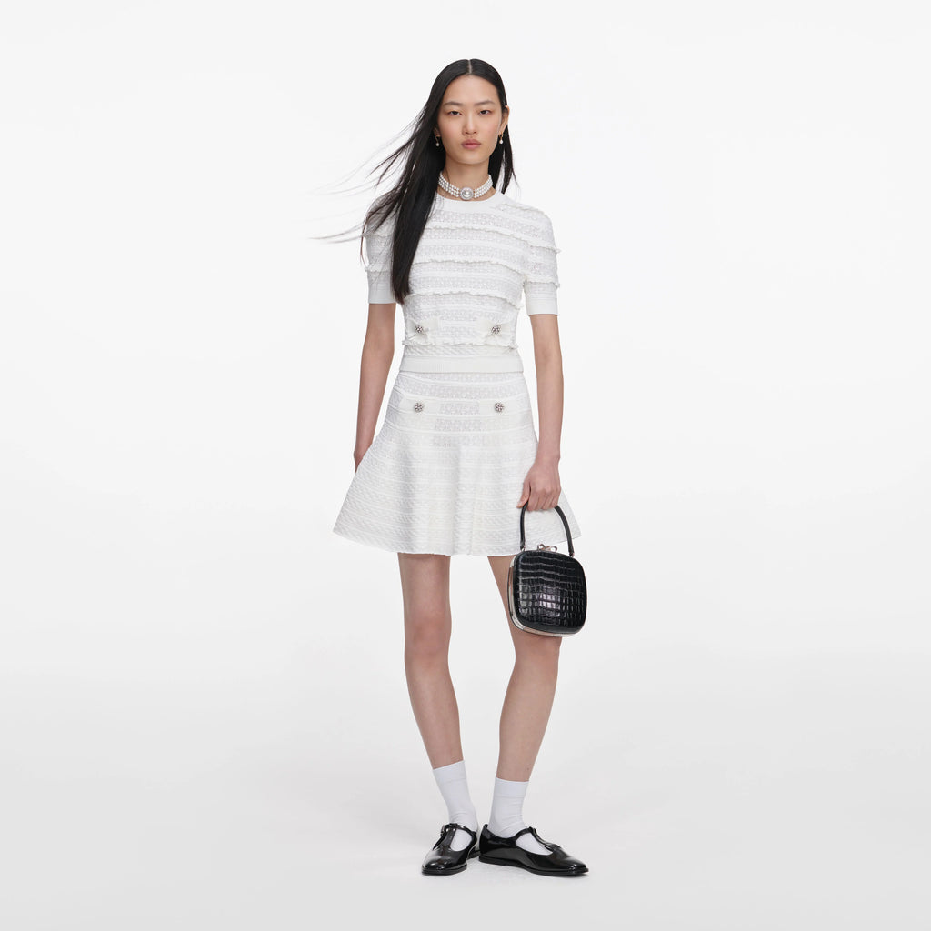 White Pointelle Knit Top