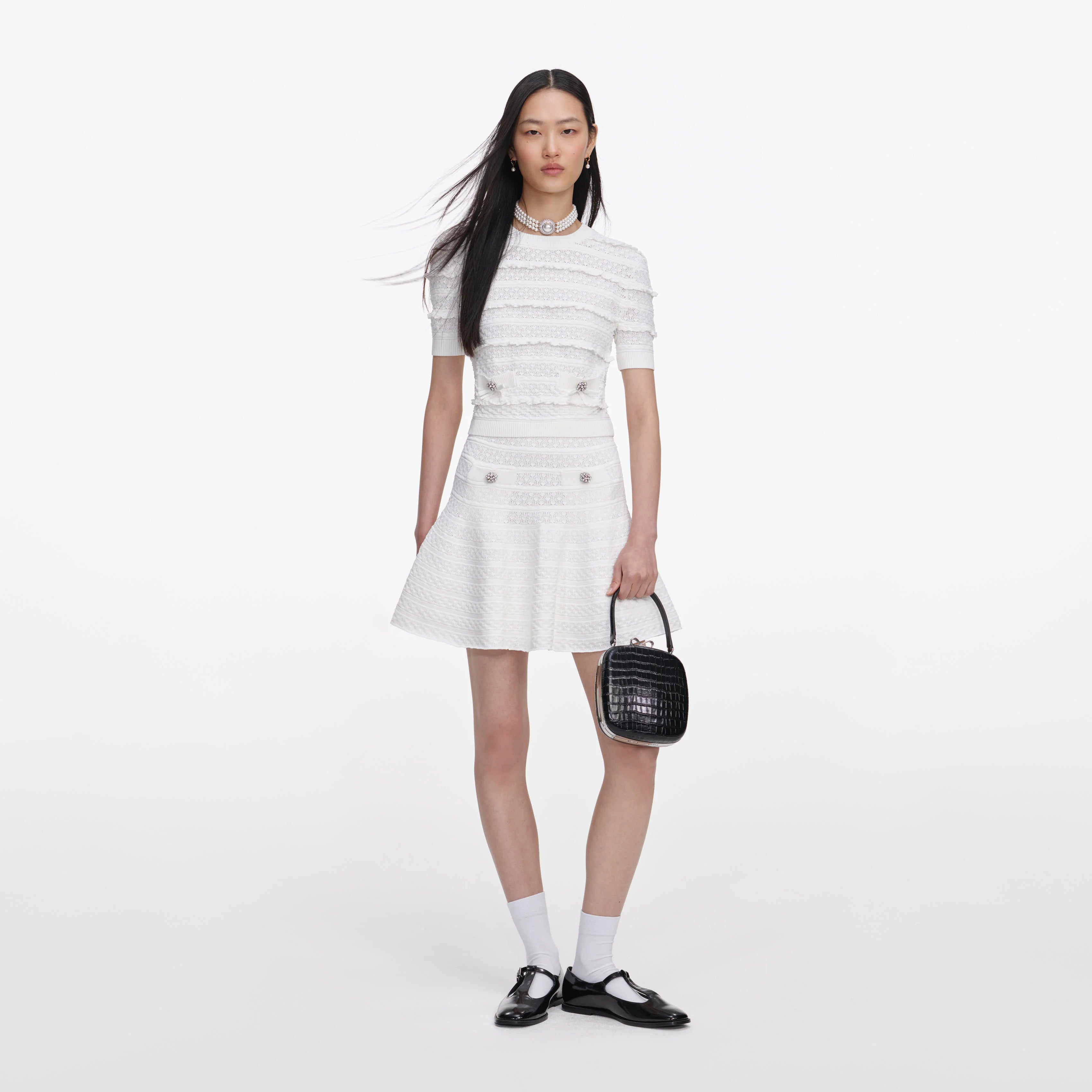 White Pointelle Knit Top