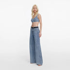 Rhinestone Croc Effect Denim Bralette