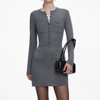 Grey Knit Playsuit Mini Dress
