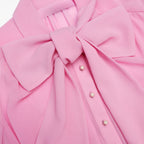Pink Georgette Tie Neck Midi Dress