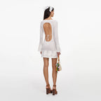 White Open Back Knitted Mini Dress