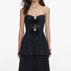 Black Polka Dot Tiered Maxi Dress