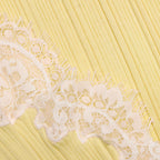 Yellow Contrast Lace Knit Top