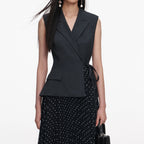 Grey Tailored Polka Dot Midi Dress