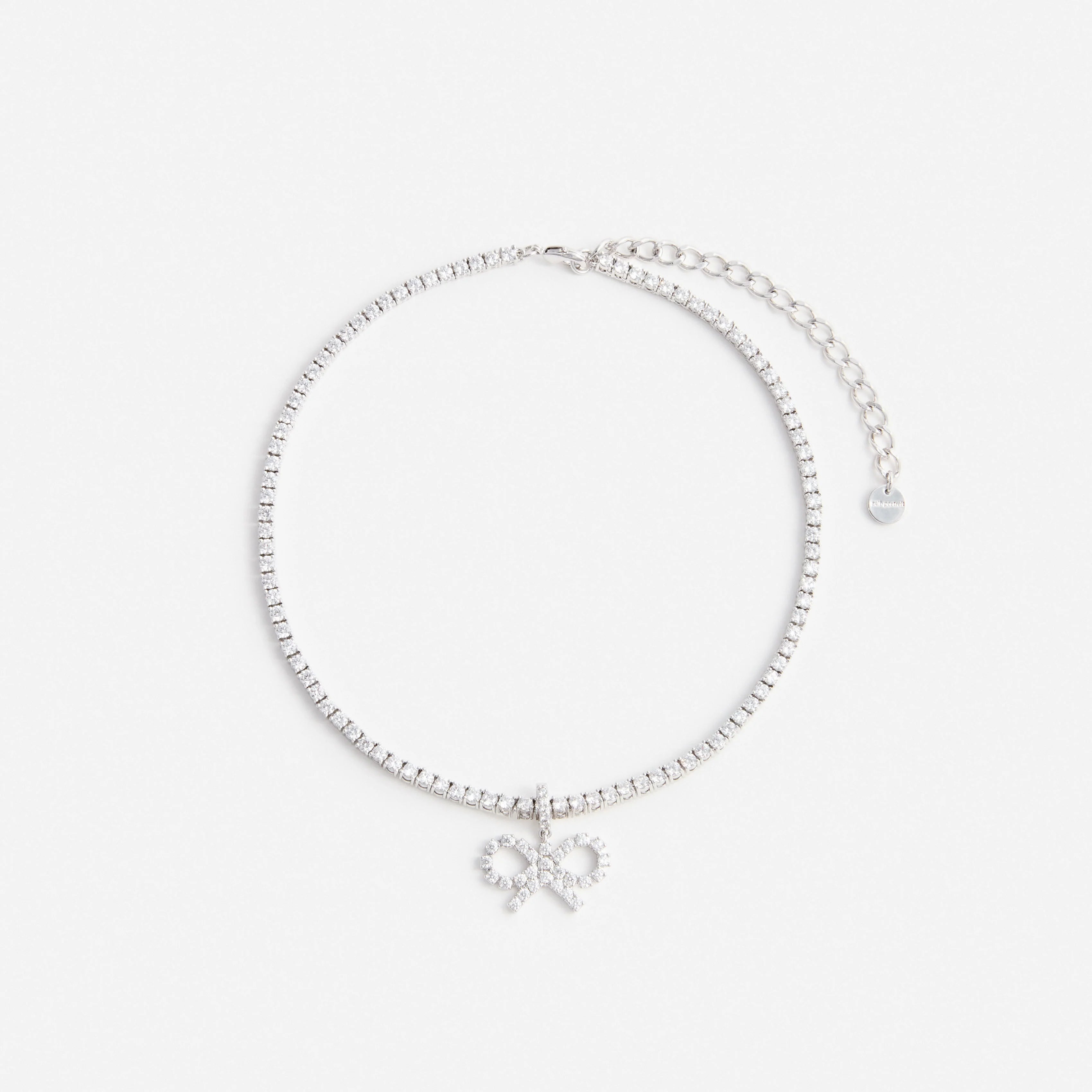 Crystal Bow Tennis Necklace