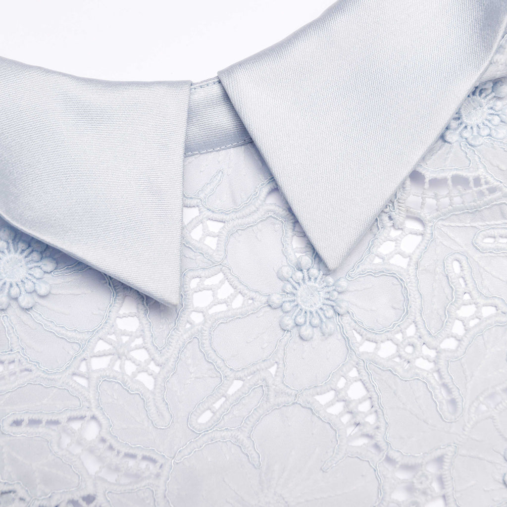 Blue Guipure Lace Mini Dress