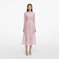 Pink Organza Lace Midi Dress