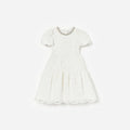 White Lace Pearl Trim Dress