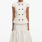Cream Boucle Taffeta Maxi Dress