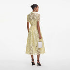 Yellow Lace Collared Midi Dress
