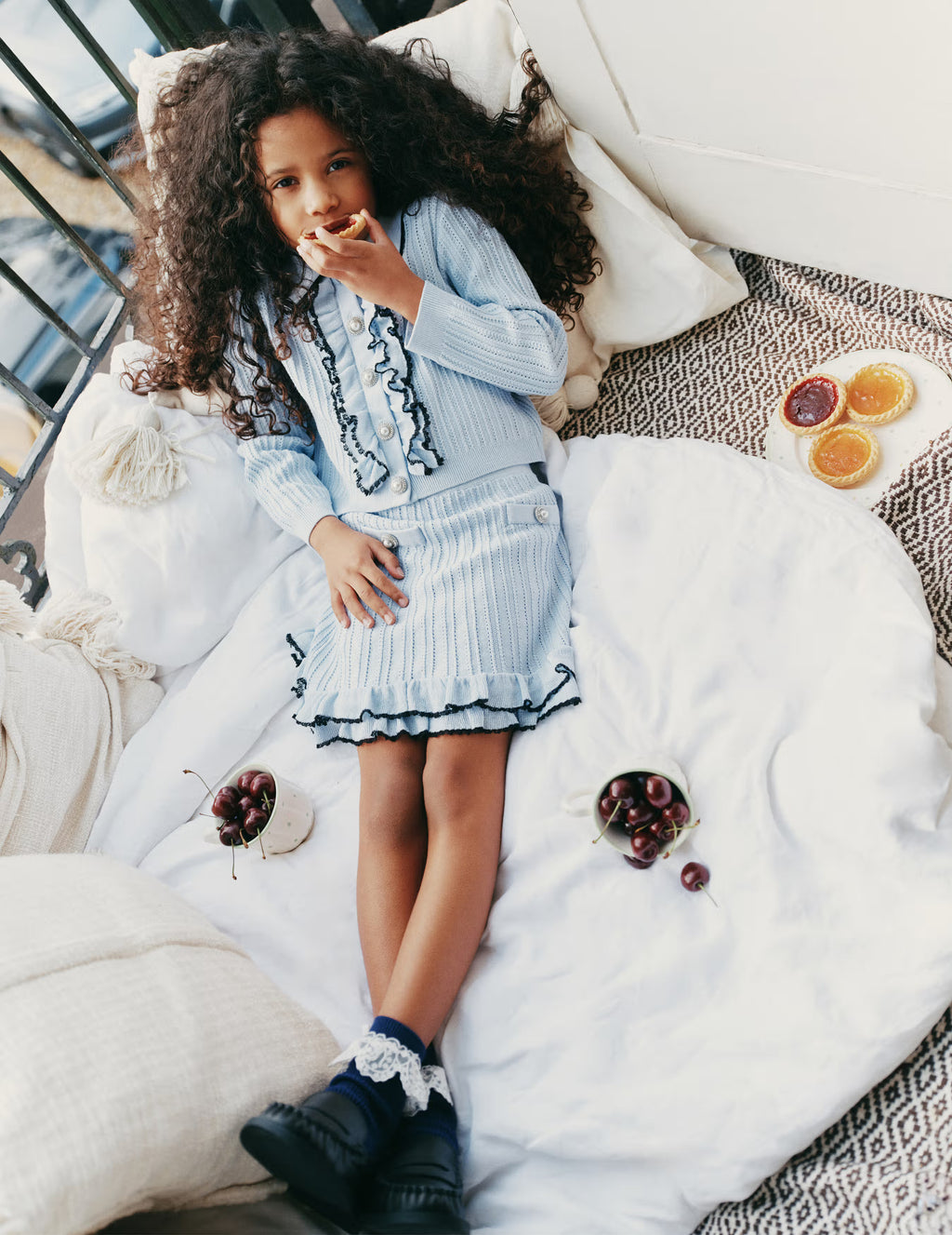 Blue Frill Trim Cardigan