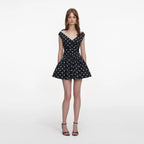 Black Polka Dot Cotton Mini Dress