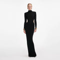 Black Viscose Knit Cut Out Maxi Dress