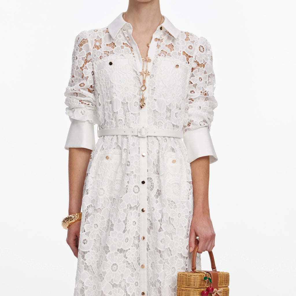 White Lace Collared Maxi Dress