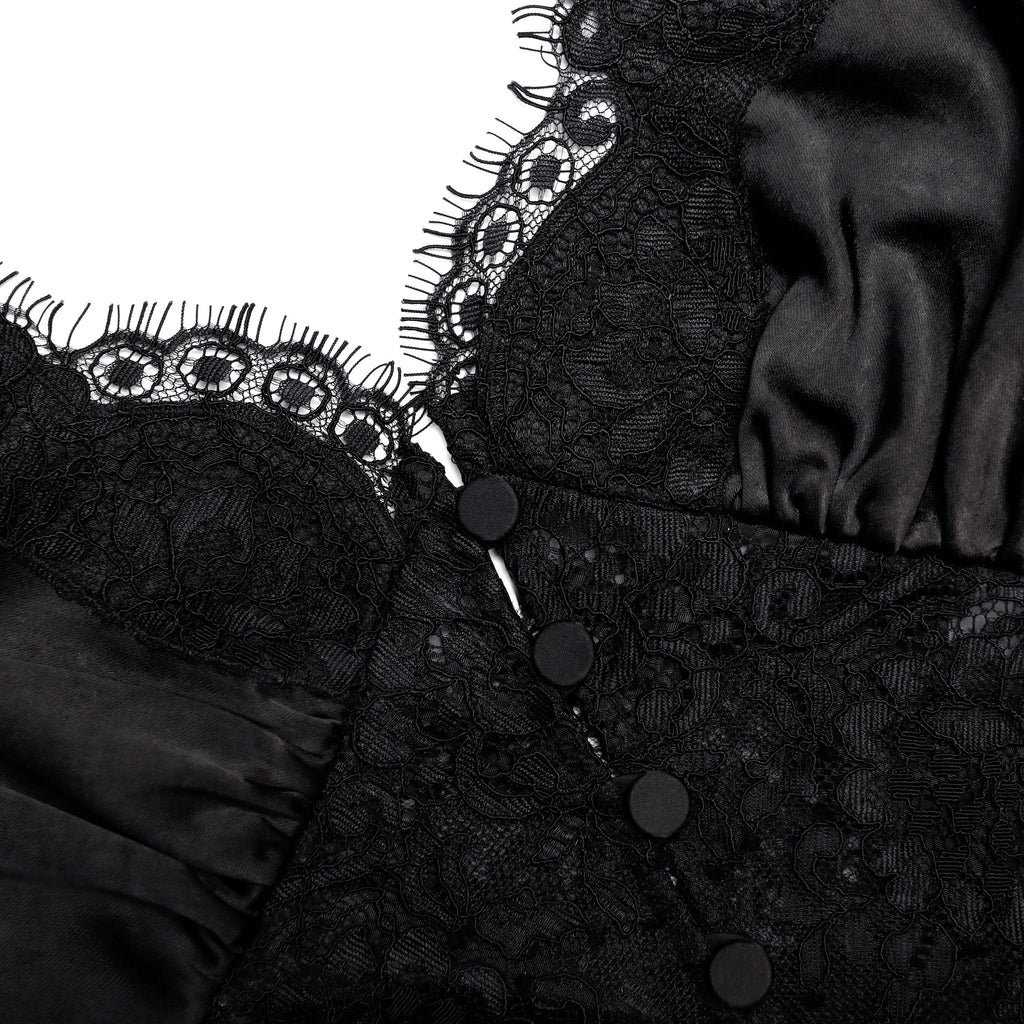 Black Satin Lace Top