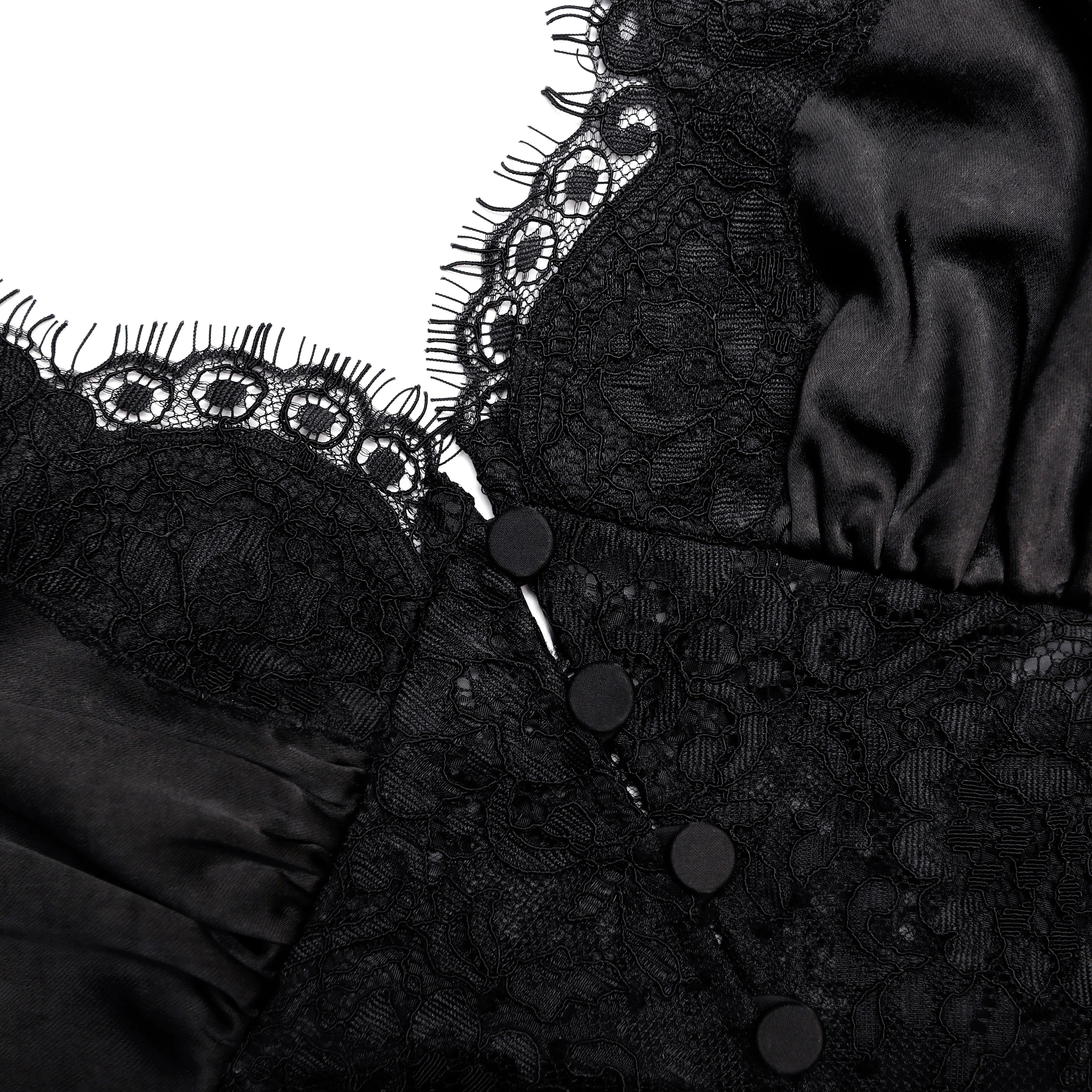 Black Satin Lace Top