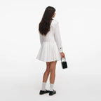 White Cotton Double Breasted Mini Dress