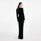 Black Velvet Embellished Maxi Dress