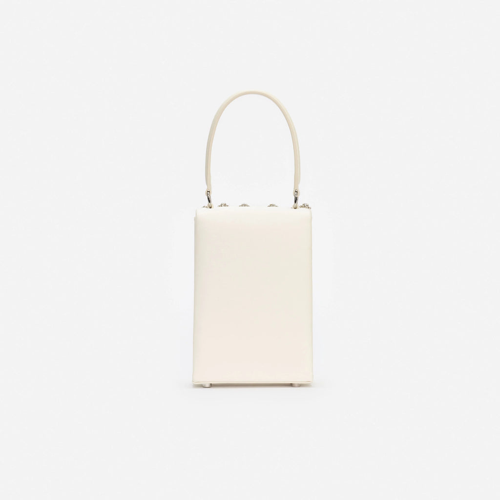 Cream Satin Crystal Mini Bow Bag