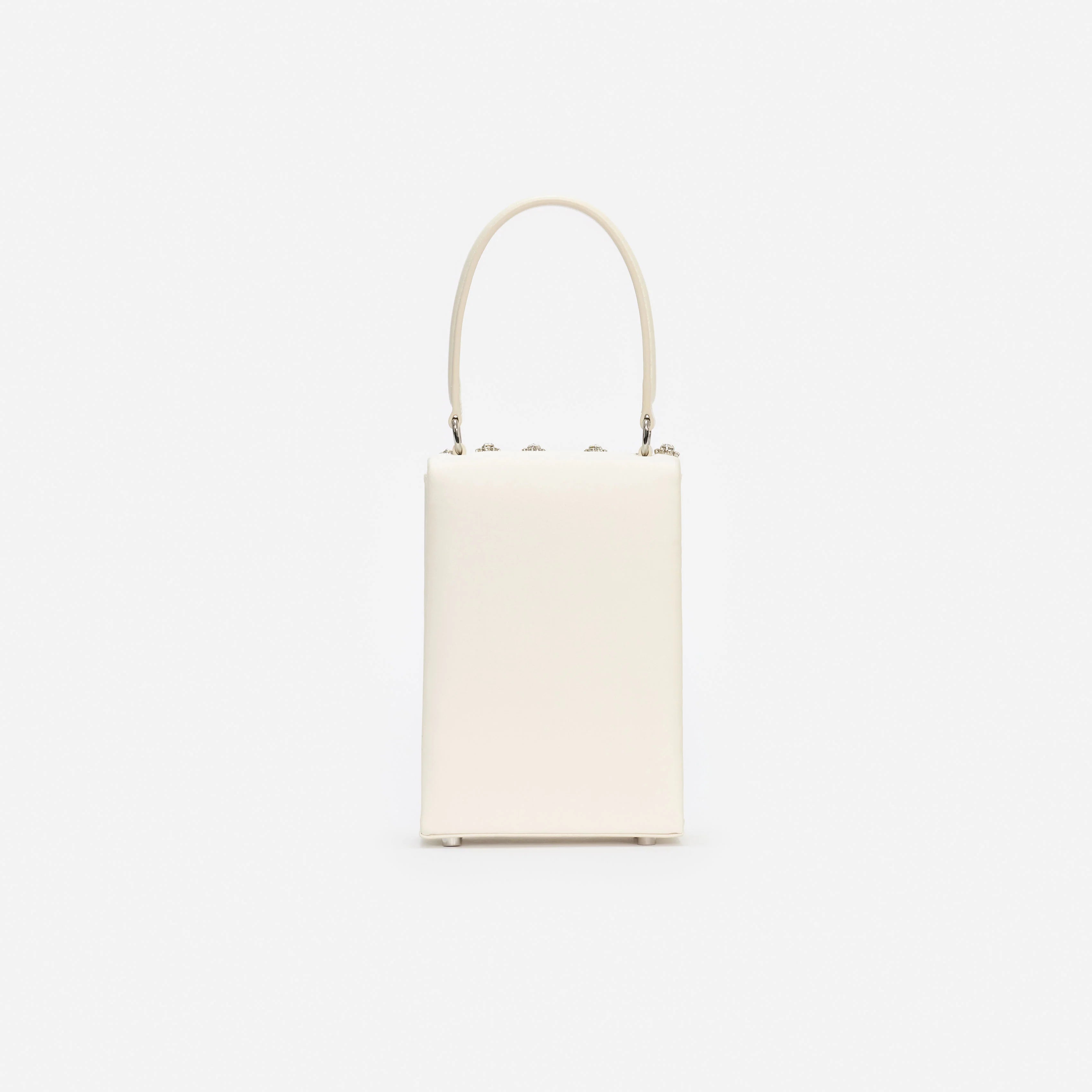 Cream Satin Crystal Mini Bow Bag