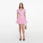 Pink Embroidered Mini Dress