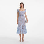 Baby Blue Fine Lace Midi Dress