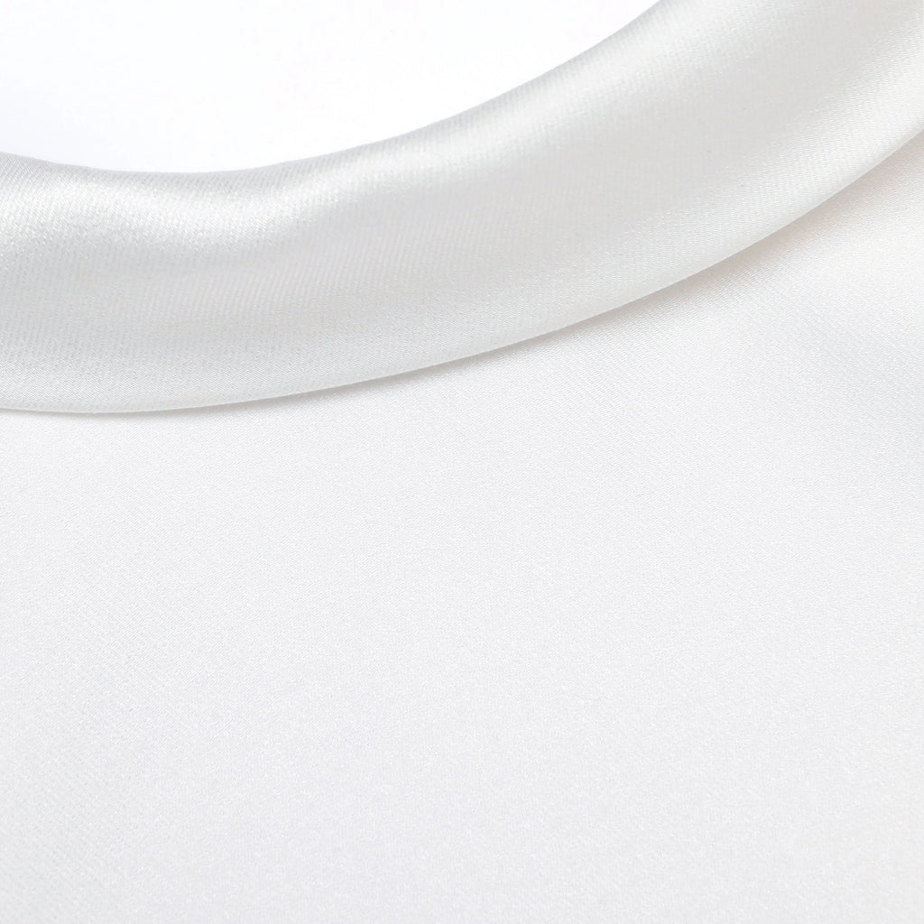 White Satin Ramie Midi Dress