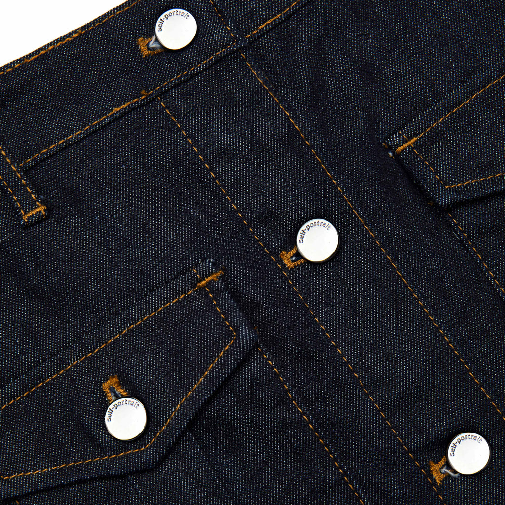 Indigo Denim Belted Midi Skirt