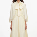 Yellow Tie Neck Cape Maxi Dress