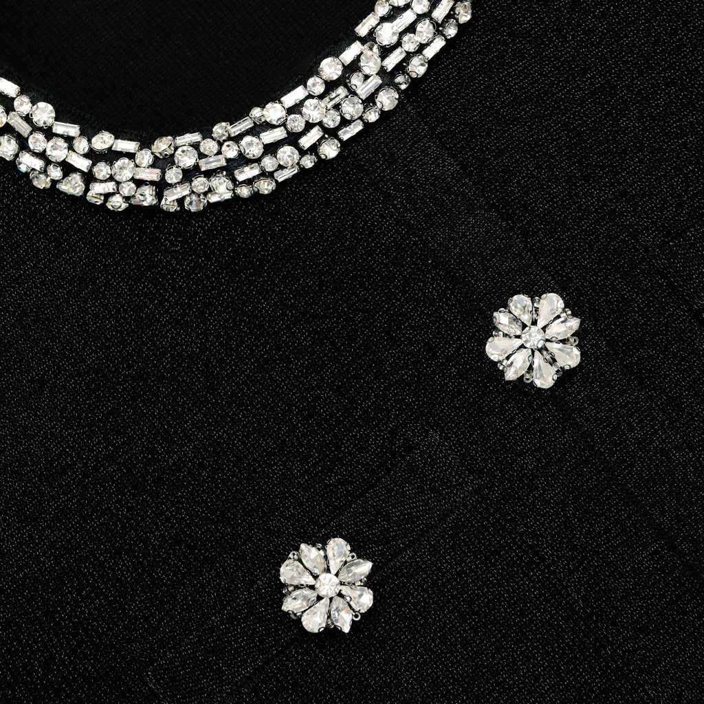 Black Crystal Button Cardigan