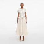 Cream Boucle Collared Midi Dress