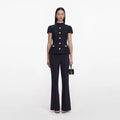 Navy Metallic Boucle Jumpsuit