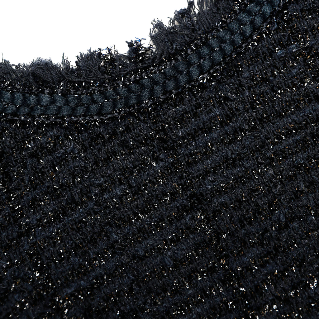 Navy Metallic Boucle Midi Dress