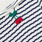 Navy And Cream Stripe Knitted Dress