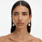 Crystal Embellished Pearl Drop Earrings